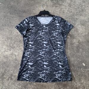 Under Armour Shirt Womens M  Black Short Sleeve Heat Gear Fitted Athletic